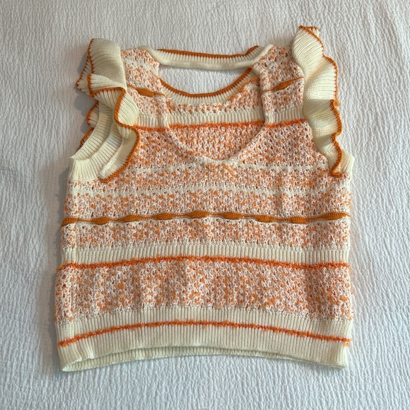 NWOT Lush Orange and White Knit Sweater Tank - Picture 2 of 3